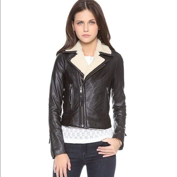 Joie Jackets & Blazers - Joie Leather & Shearling Jacket (Ailey e)